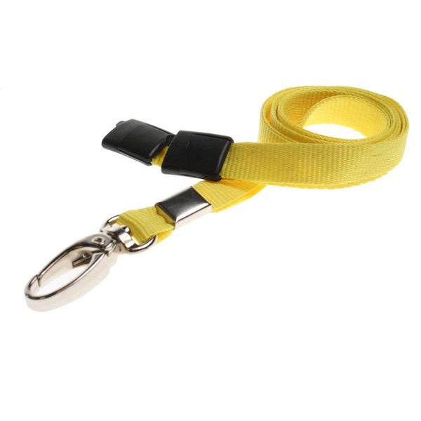 Billede af Gul Lanyard / Halssnor / Keyhanger / Nøglesnor / Halsrem 10 mm med metal karabinhage. 100% polyester. Breakaway / break-away. 60270567