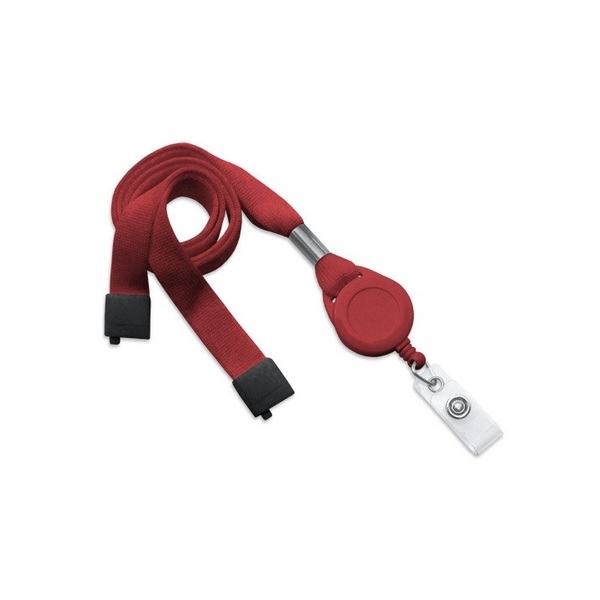 Bilde av Red 16 mm flat tubular breakaway lanyards with attached yoyo card reel and clear vinyl strap. 60270625 (DE,SE,NO,FI,RO,PL)